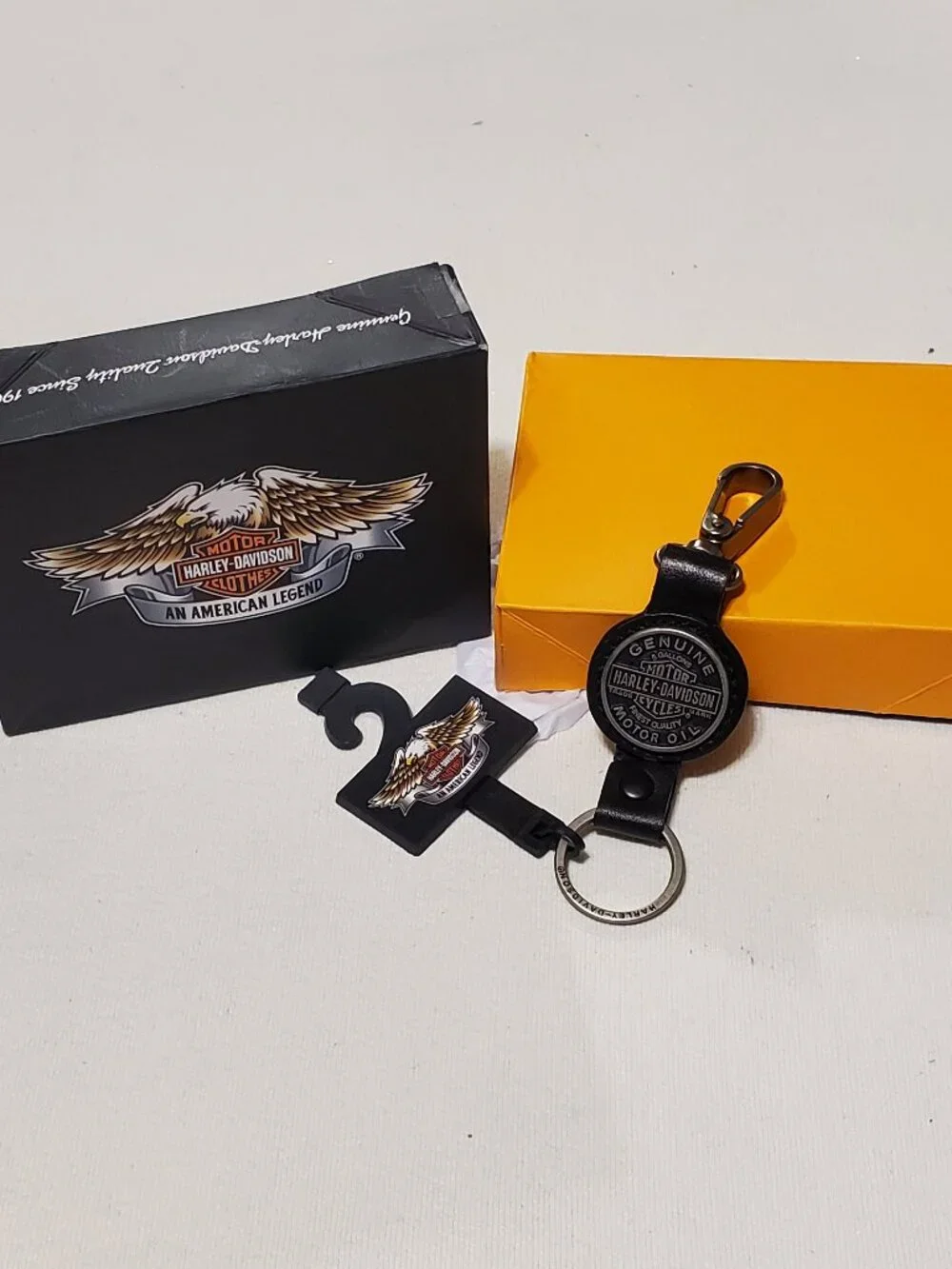 Harley-Davidson Vintage LEATHER Keychain - Brand New W/tag (& giftbox)